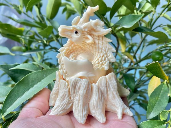 Tagua jewelry|Natural Hand Carved Tagua Nut dragon|carved dragon