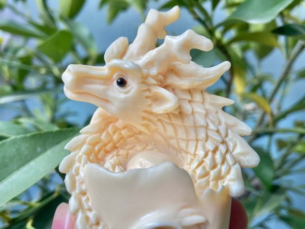 Tagua jewelry|Natural Hand Carved Tagua Nut dragon|carved dragon - Image 2