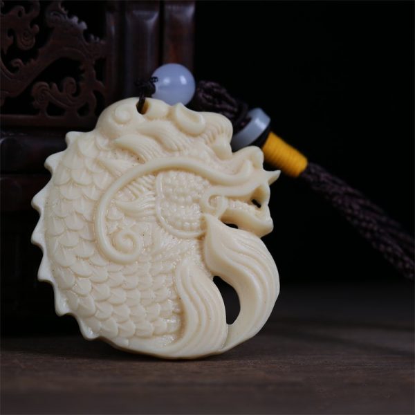 tagua jewelry carved | Dragon Pendant TAGUA | Pendant Amulet Pray for Peace