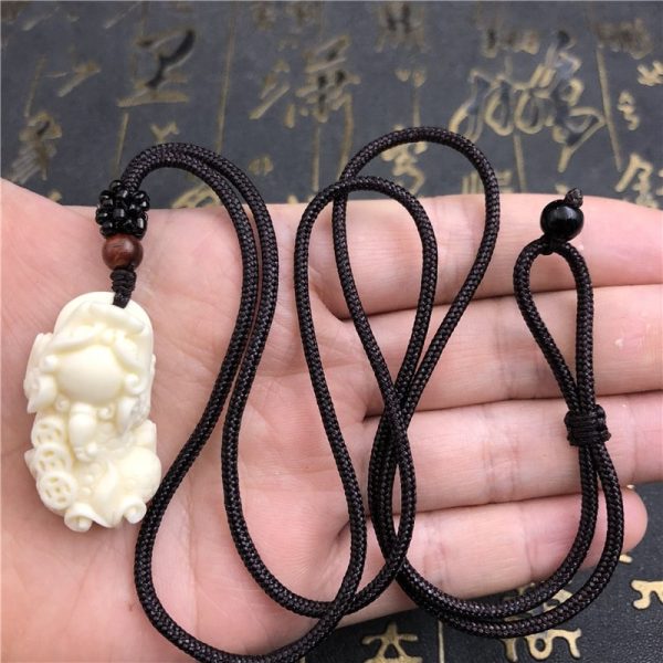 Fortune Pixiu Necklace|Pixiu Pair Hand Carved Tagua nut Necklace - Image 2