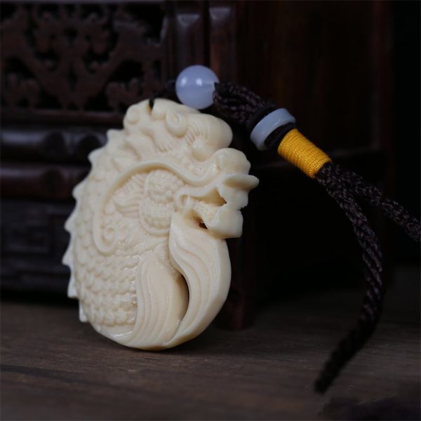 tagua jewelry carved | Dragon Pendant TAGUA | Pendant Amulet Pray for Peace - Image 5