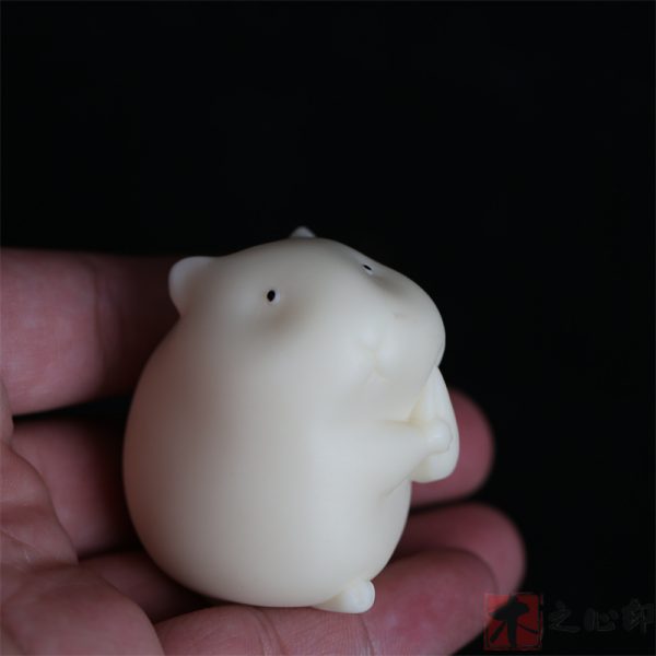 Tagua Nut Carved Hamster - Handcrafted Ivory Nut - Image 5