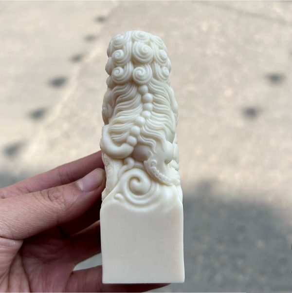 Handcrafted TAGUA Carved Lion Seal - Chinese Lion Awakening Craft - Image 4